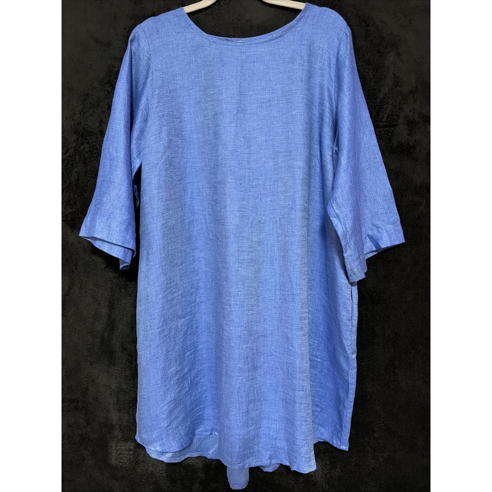 Sesto Senso Anacapri XL Linen Dress Blue Knee Length Minimalist Lagenlook Italy